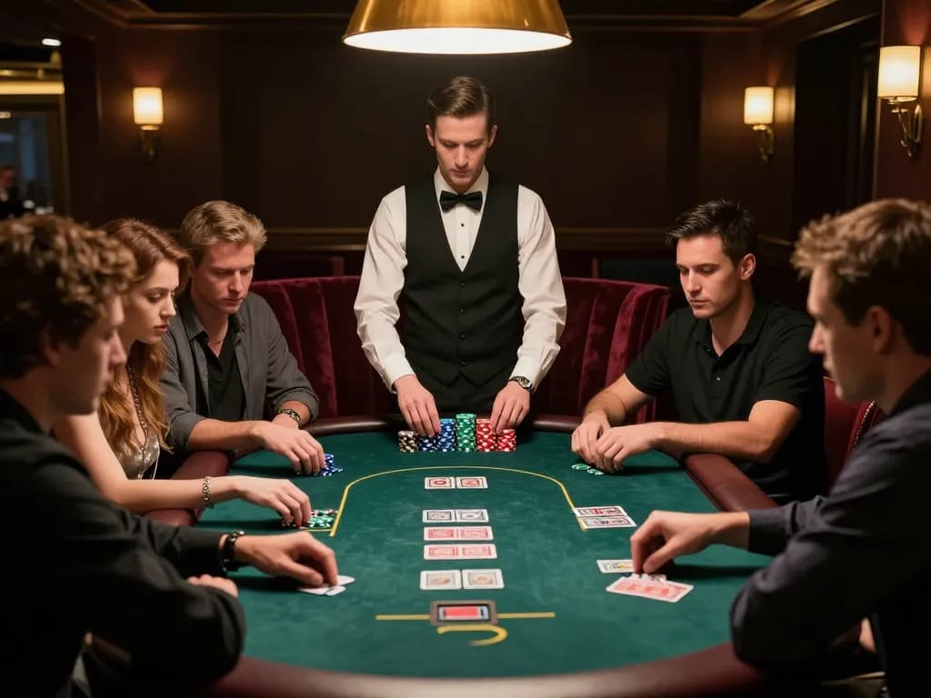 XX88 players engaged in a high-stakes poker game with stacks of chips and intense focus.
