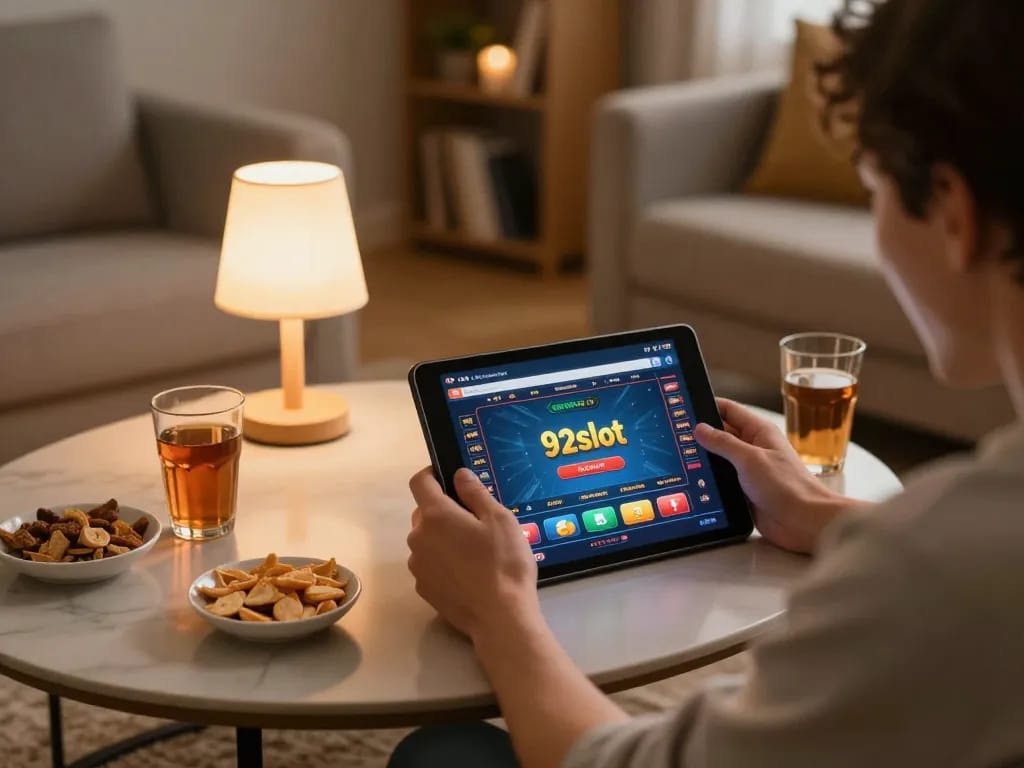 Engaging player accessing the 92slot homepage for online betting enjoyment.