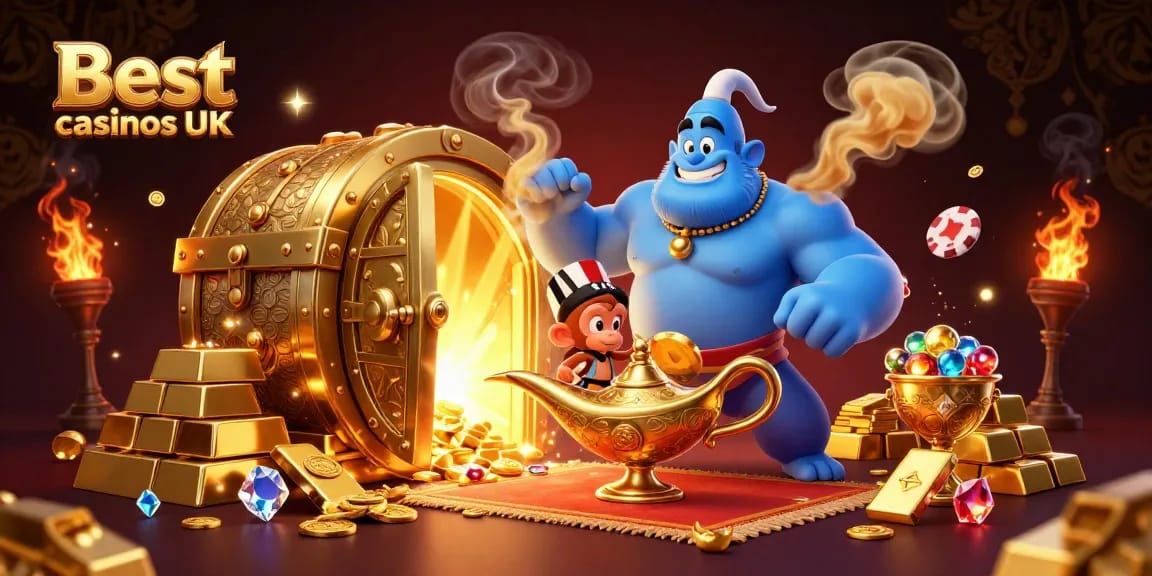 Experience the thrill of gaming at the Best casinos UK with an enchanting scene filled with treasure and excitement.