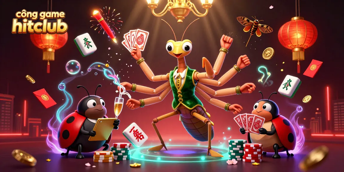 Experience the excitement at cổng game hitclub with vibrant 3D illustrations of gaming elements and action.