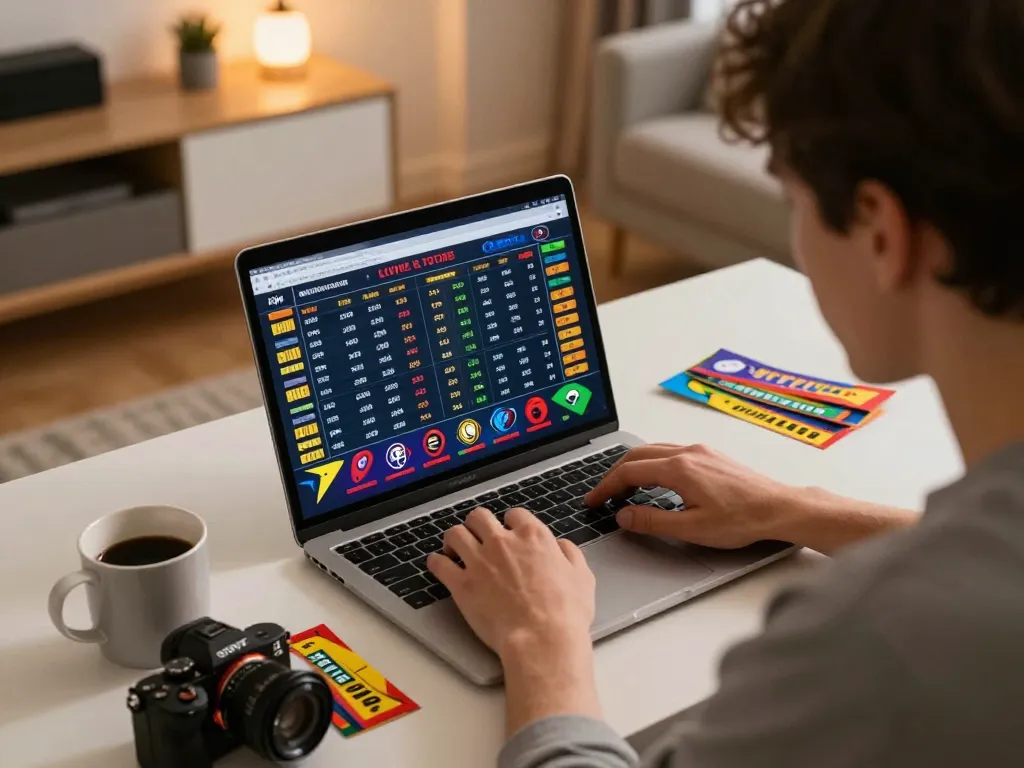 Sky88 players engaging in live sports betting from home, laptop displaying real-time odds and action.