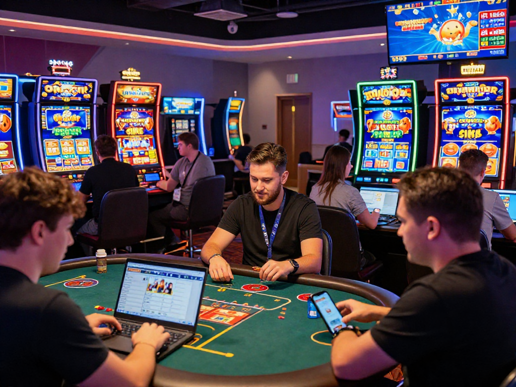 Exciting gameplay at non UK casinos in vibrant online setting, showcasing diverse players enjoying immersive games.