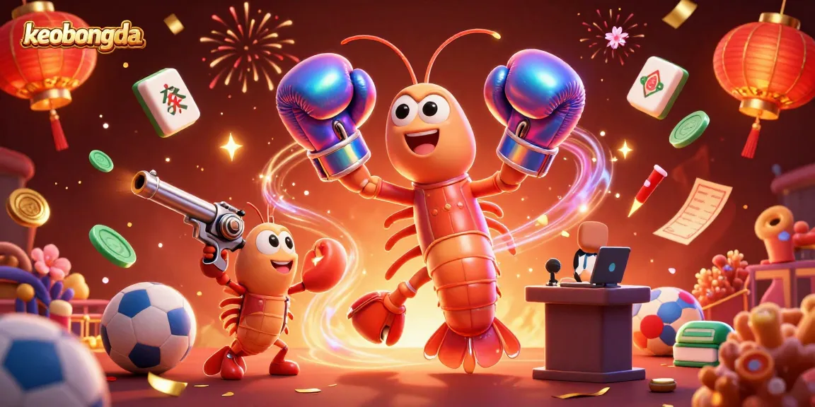 Engage with keobongda's vibrant sports betting scene featuring dynamic characters and festive elements.