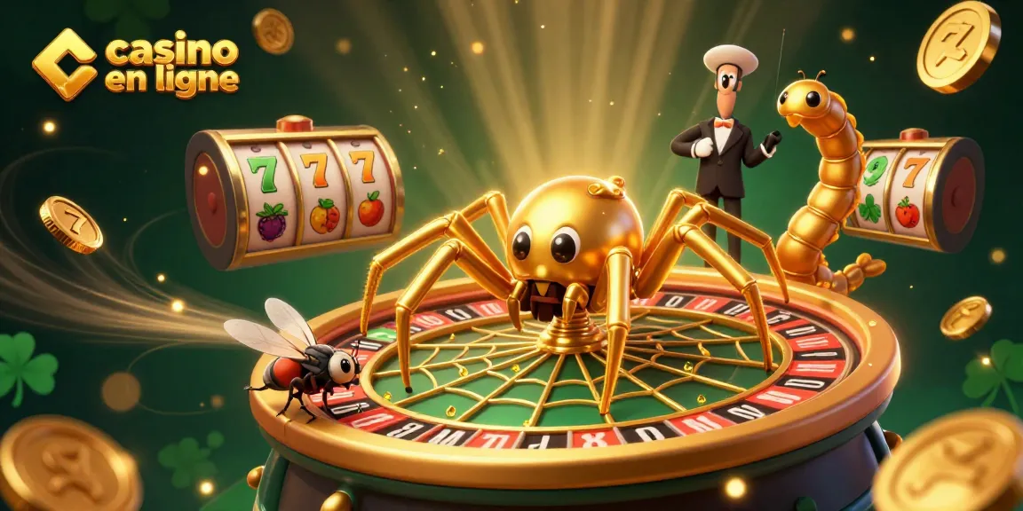 Placer des paris avec l'araignée dorée du casino en ligne dans un décor vibrant.