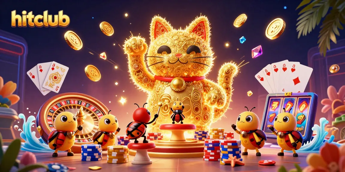 hitclub showcases a vibrant casino scene with magical fireflies and dynamic gaming elements.