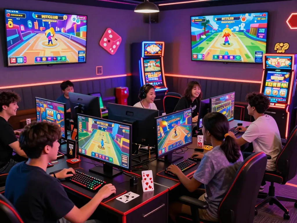 Exciting online gaming experience at HITCLUB with players enjoying diverse games and vibrant atmosphere.