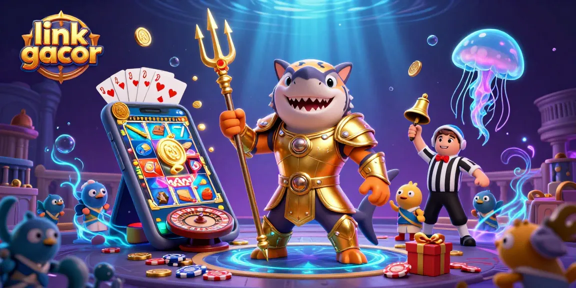 Experience the thrill of link gacor with our vibrant 3D underwater casino scene packed with action.