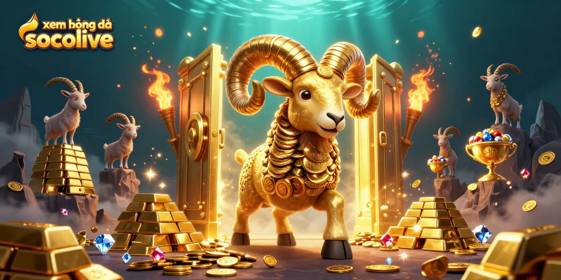 Xem bóng đá socolive while enjoying a vibrant 3D scene filled with gold treasures and dynamic characters.