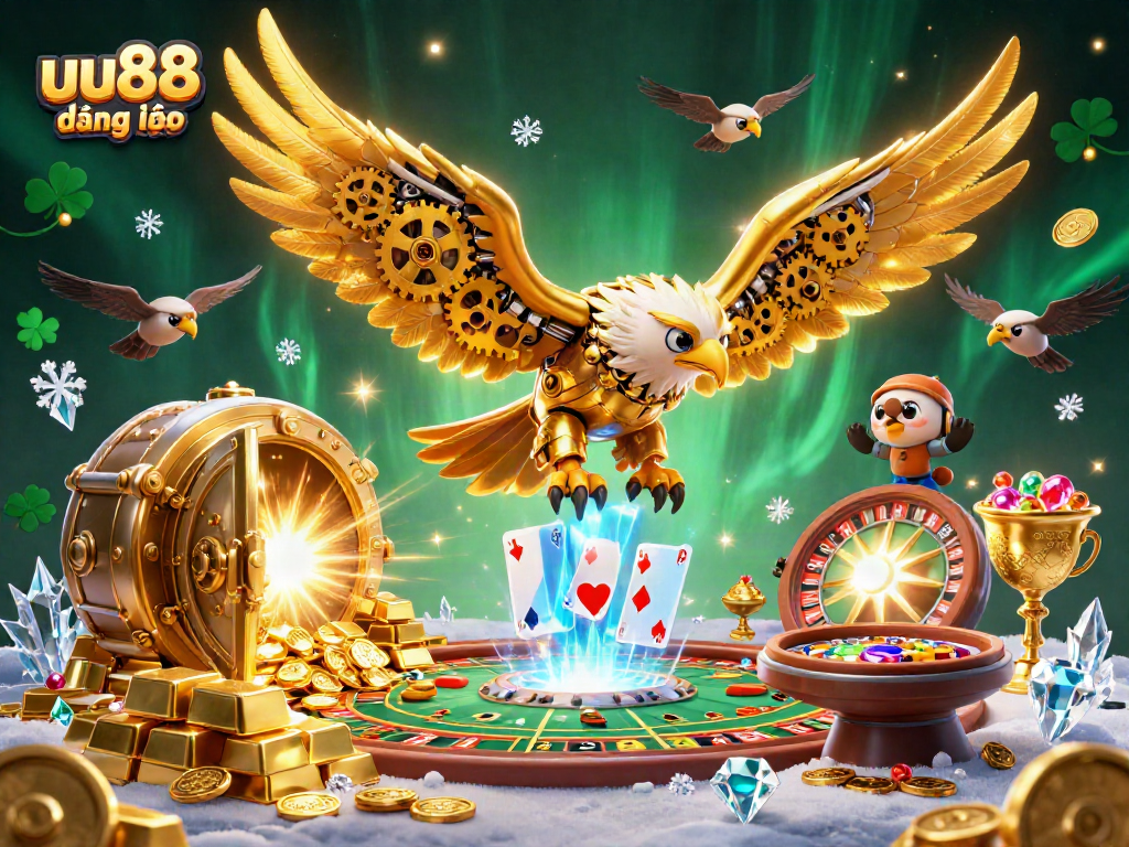 Experience thrilling gameplay with uu88 đăng nhập as a cybernetic eagle dives through vibrant cards.