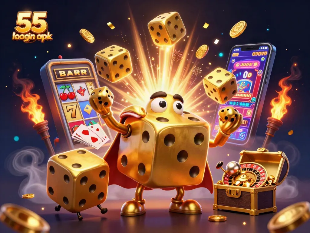 Engage in thrilling games with 55 club login apk showcasing vibrant casino elements and animated characters.
