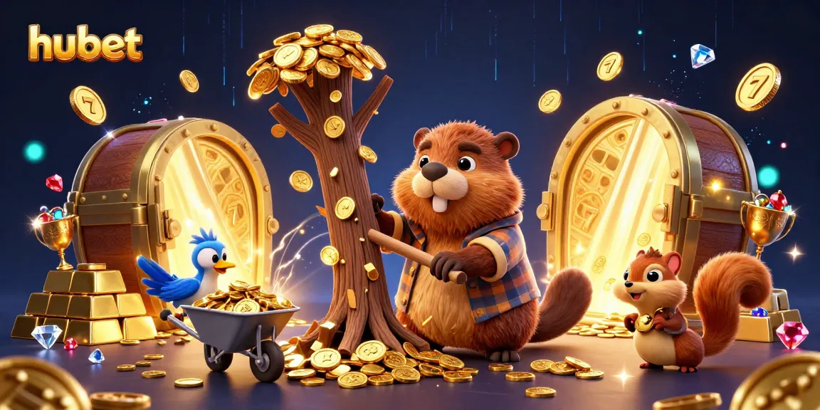 Experience the excitement of hubet casino games with a lively scene featuring woodland characters and treasure.