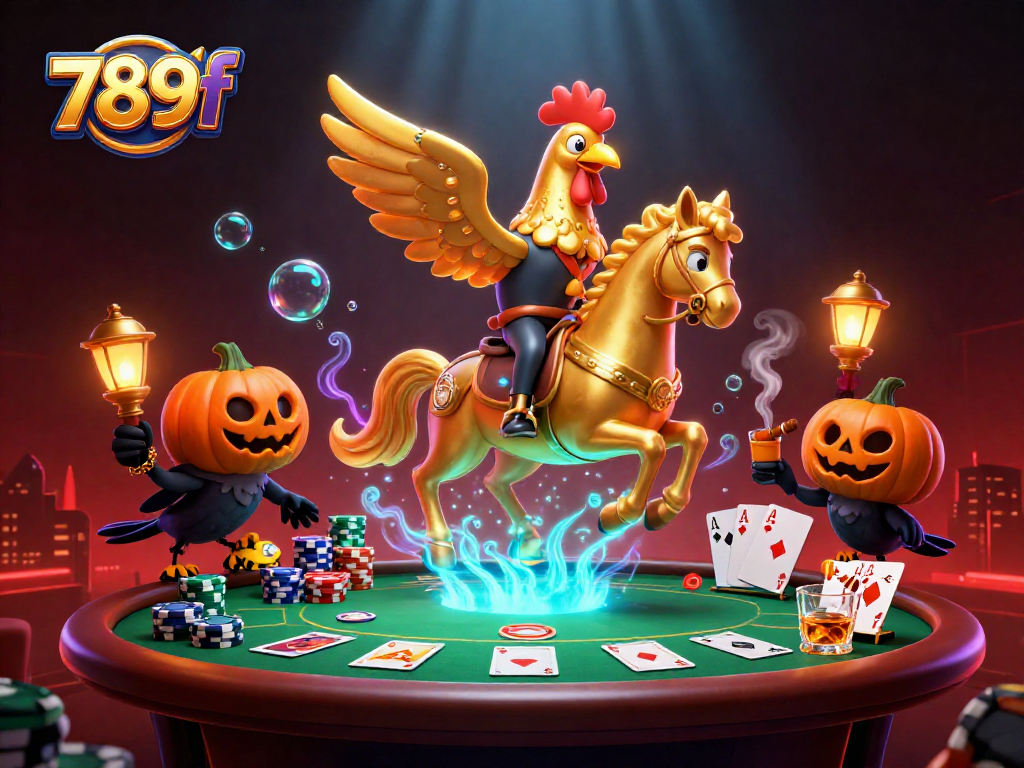 Join the excitement at 789f's midnight casino with golden rooster and crow lanterns lighting your way.
