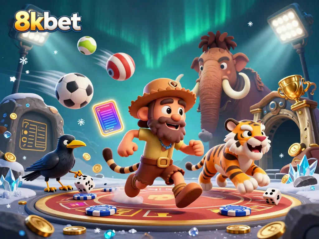 Experience thrilling gaming with 8xbet's dynamic illustration showcasing casino excitement and sports betting.