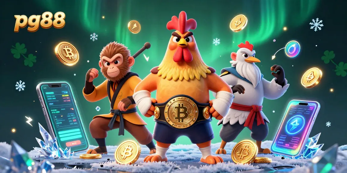 Experience the thrill of pg88's vibrant 3D cartoon Muay Thai rooster competing in the crypto casino arena.