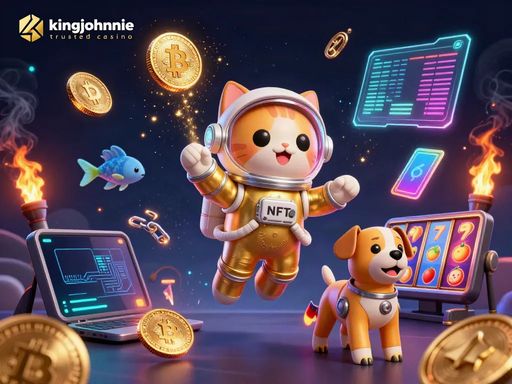 Experience the excitement of kingjohnnie trusted casino with vibrant slot reels and space-themed characters.