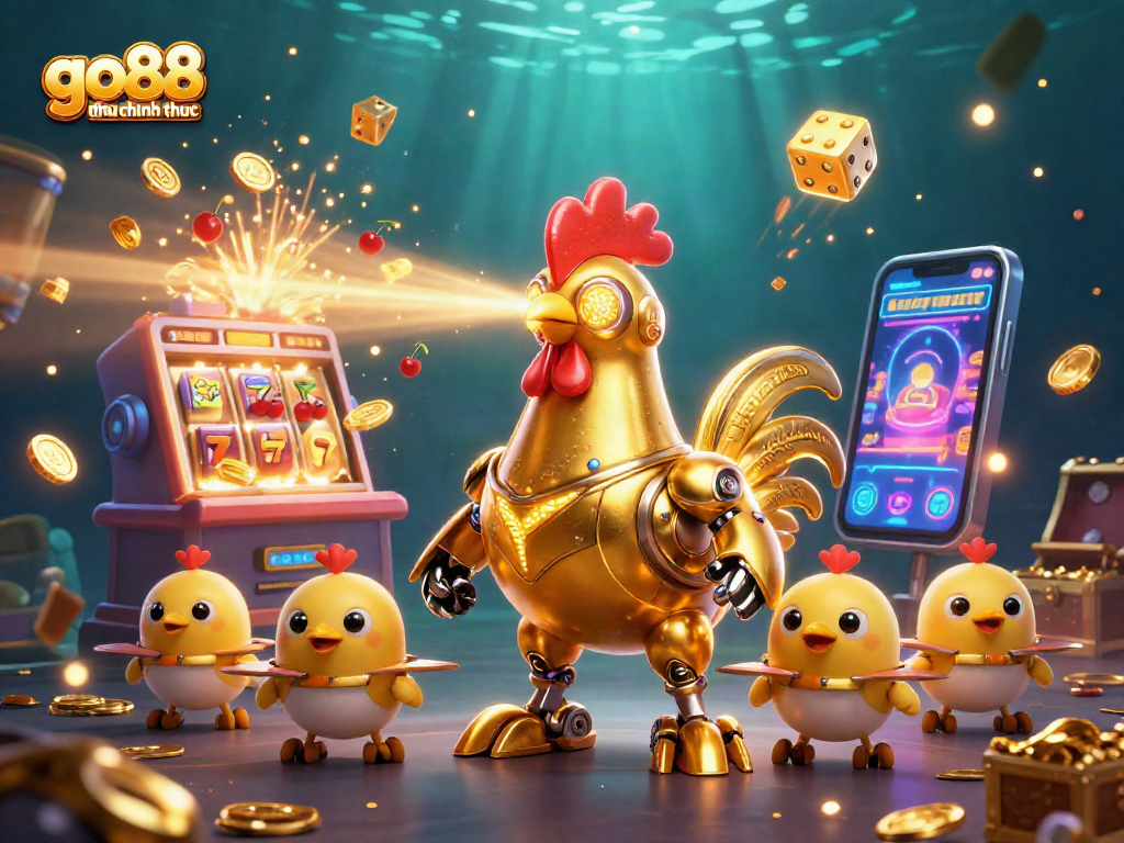 Experience go88 trang chu chinh thuc with golden rooster robot and exciting jackpot elements.