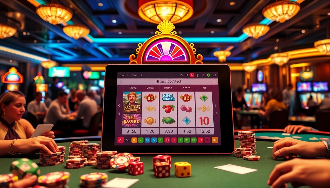 Experience excitement with slots at https://l567.tech/ featuring vibrant graphics and glowing poker chips.