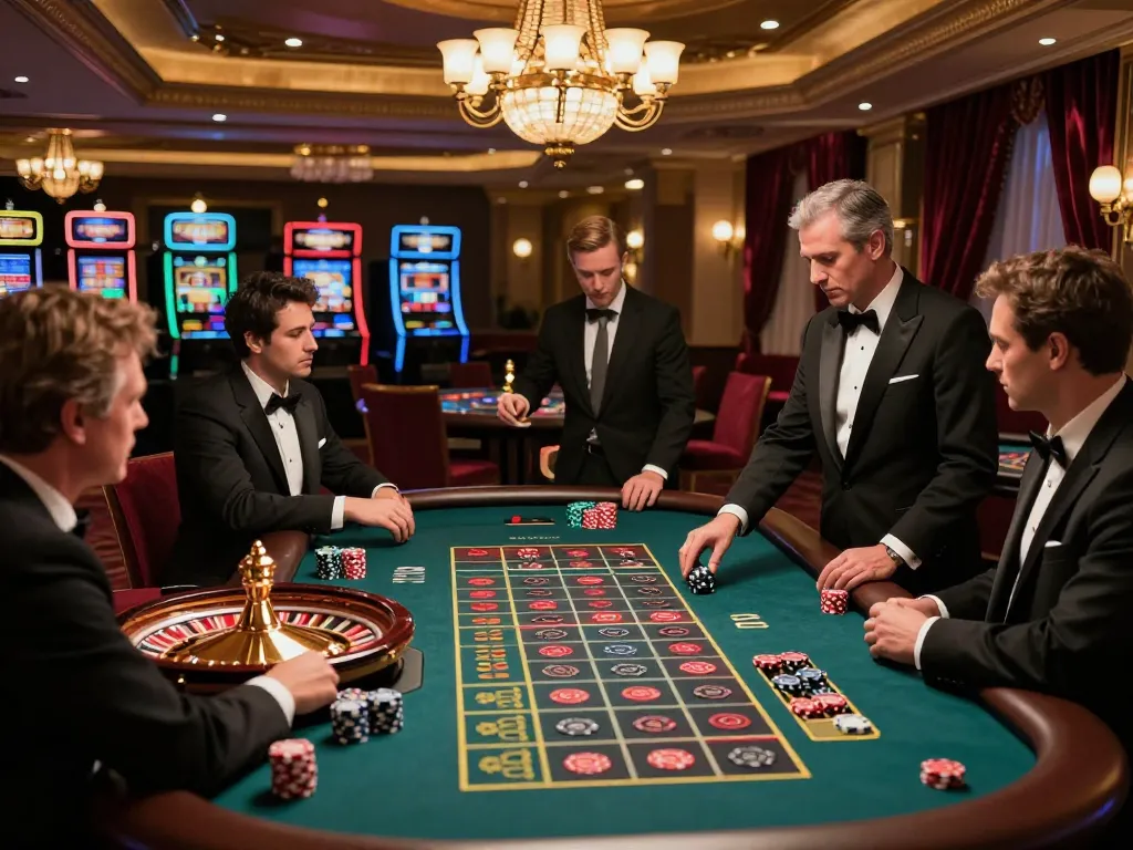 Players engaging in thrilling roulette action at 13win's upscale casino table atmosphere.