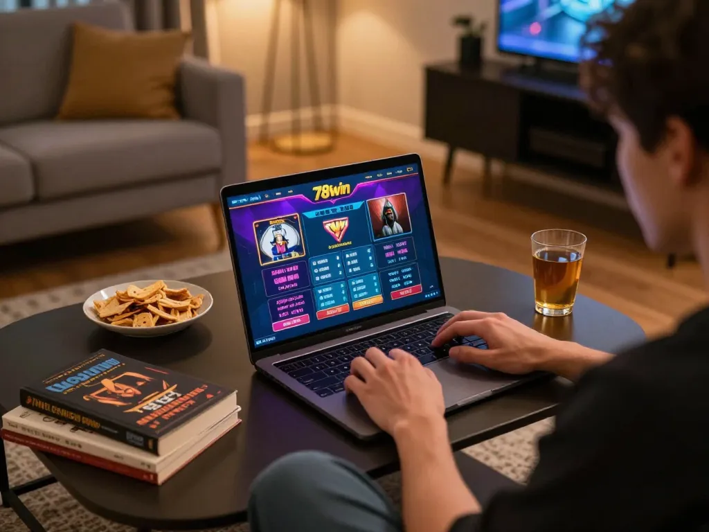 Engaging in online bets on 789win platform in a cozy home gaming setup