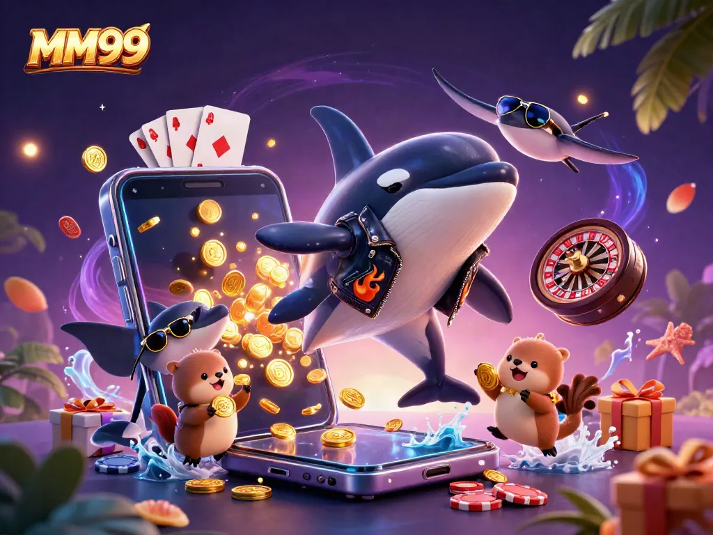 Play colorful games at MM99 with energetic sea creatures and casino elements.