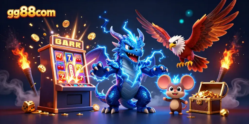 Experience exciting gaming at gg88com with dynamic characters and vibrant casino elements.