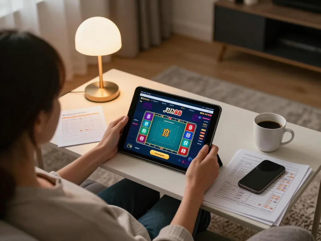 Engaging gaming session on Jun88 platform with user focused on online poker.