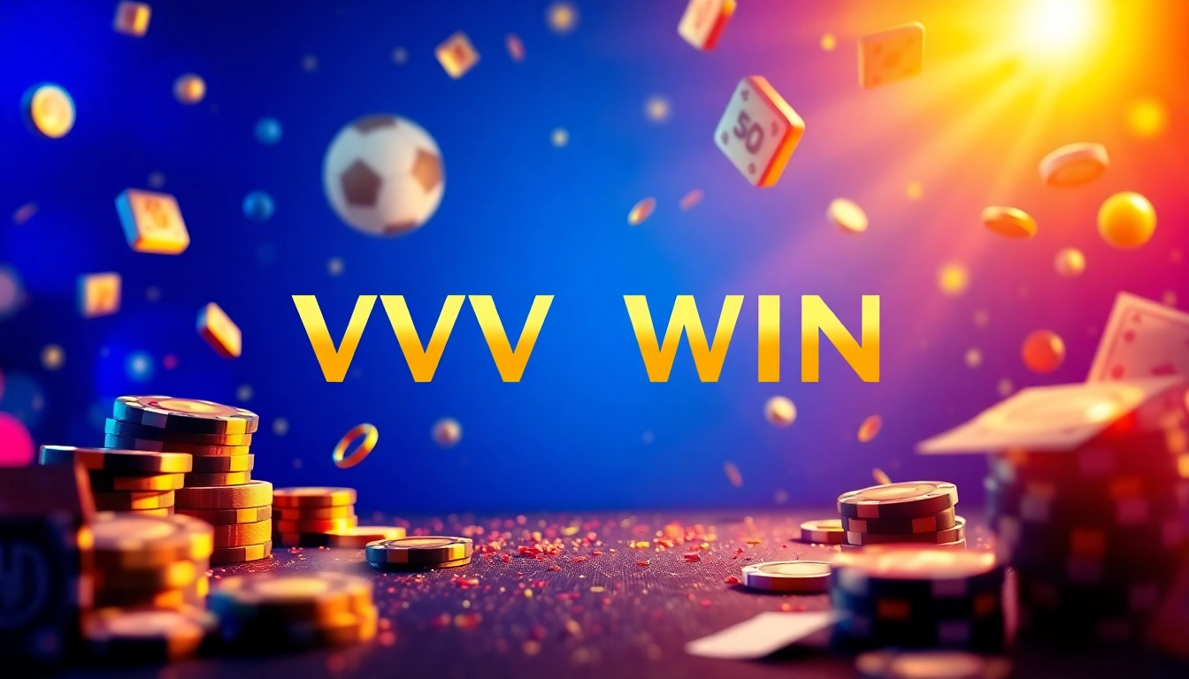 Promotional banner for vvvwin88.live showcasing a vibrant casino atmosphere with dynamic gaming elements.