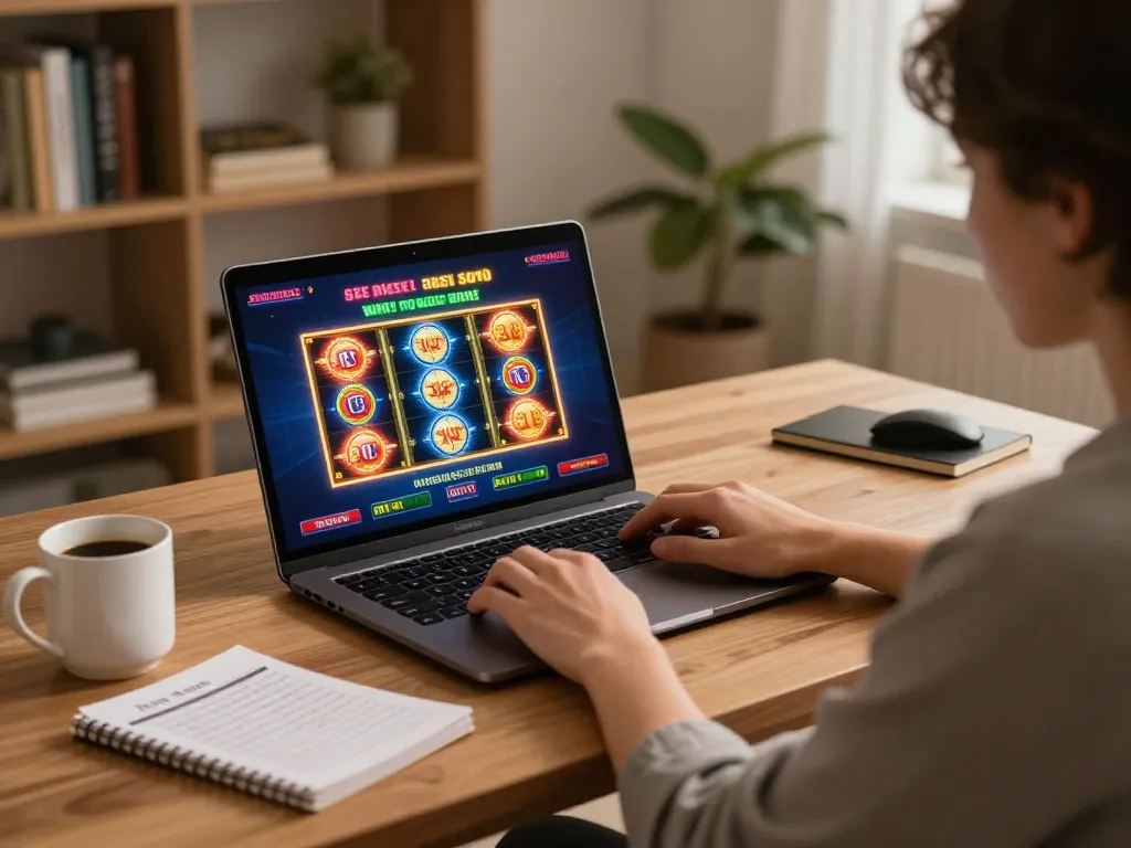 Experience thrilling online casino action with tải go88 on your laptop, showcasing a stylish home gaming setup.