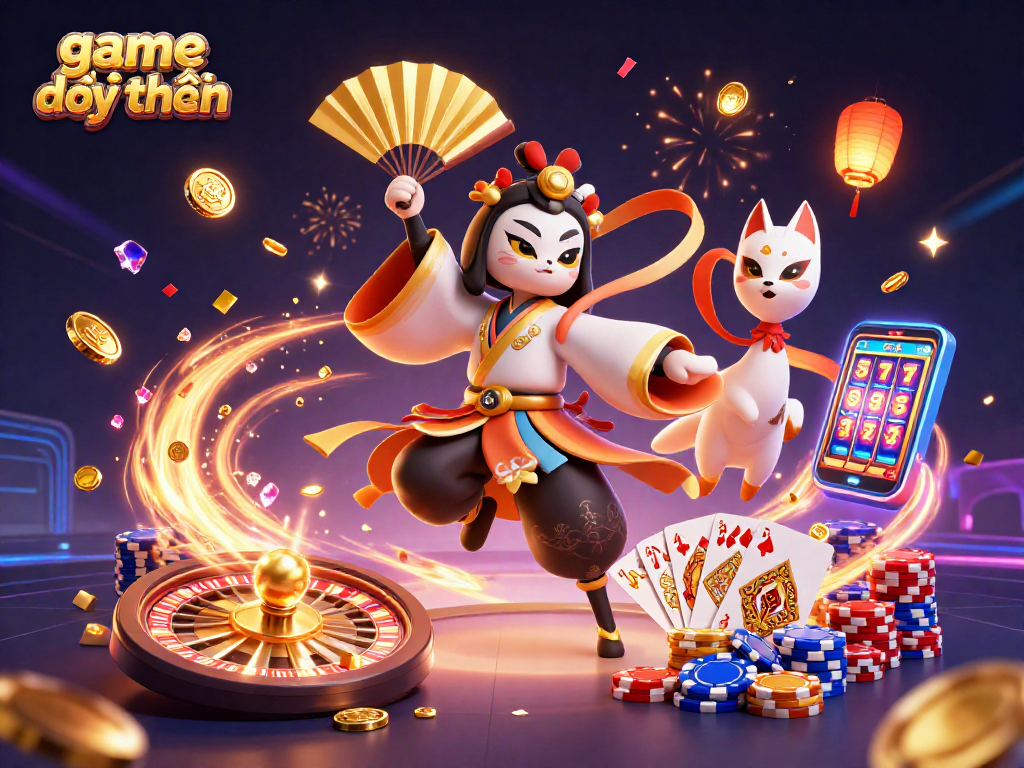Engage in thrilling game đổi thưởng with vibrant 3D characters and casino elements.