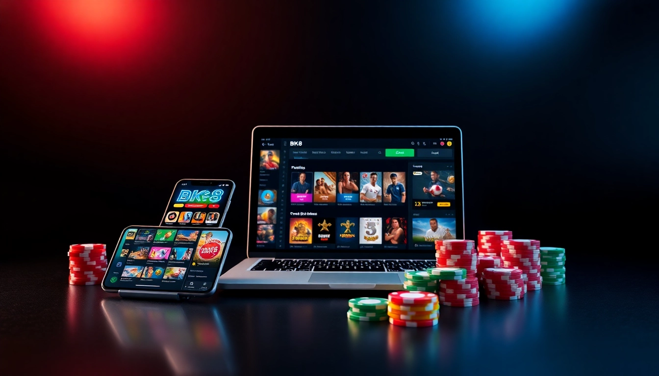 Engaging visual of BK860S online gambling interface showcasing sports betting and casino games.