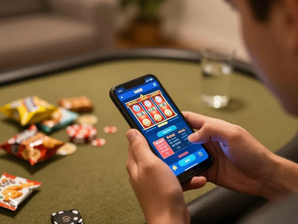 Player enjoying engaging gameplay on the uu88 mobile app at home, showcasing vibrant slot game action