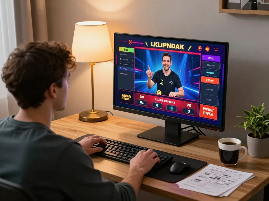 Player enjoying online gaming at BL555 with live dealer on screen in a cozy setting