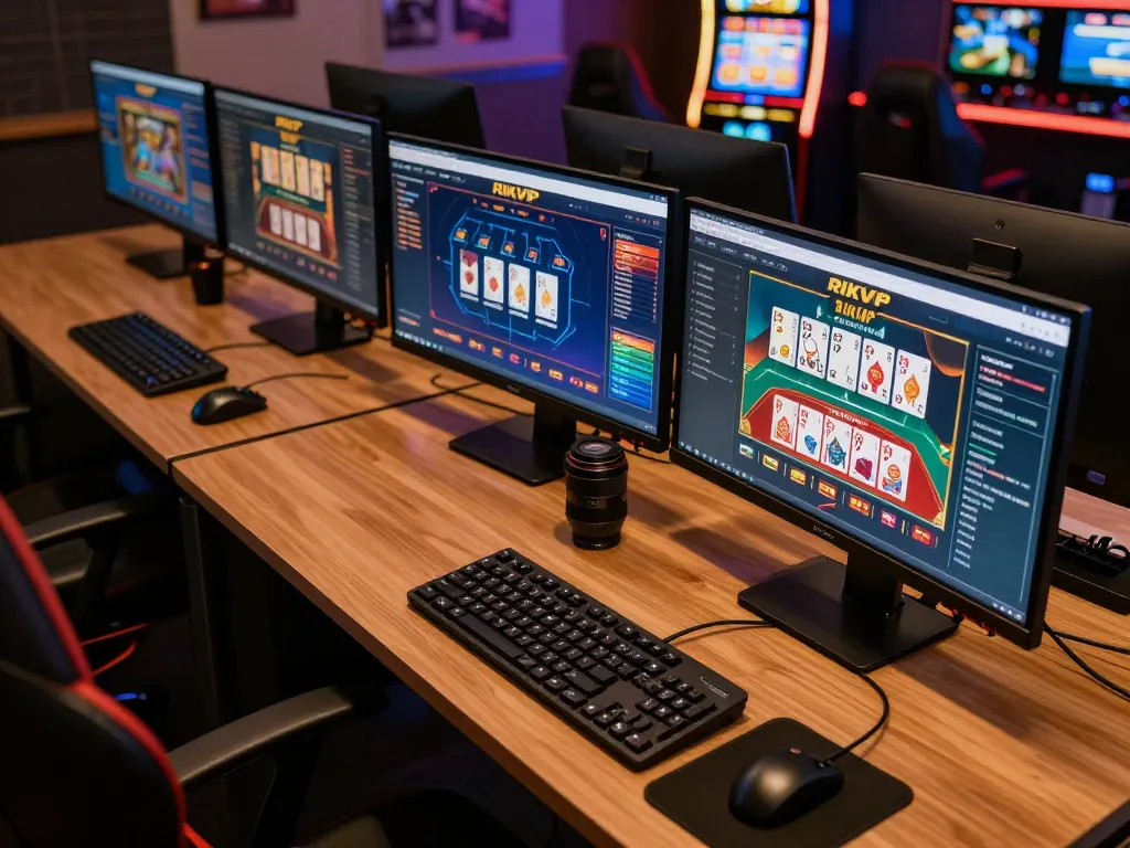 Engaging RIKVIP online gaming experience on a modern desktop setup with vibrant game graphics.