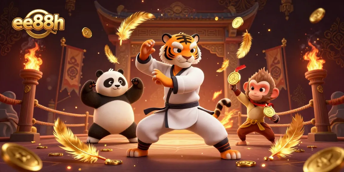 Engage with ee88h's vibrant casino world filled with cartoon characters, golden tokens, and thrilling gameplay elements.