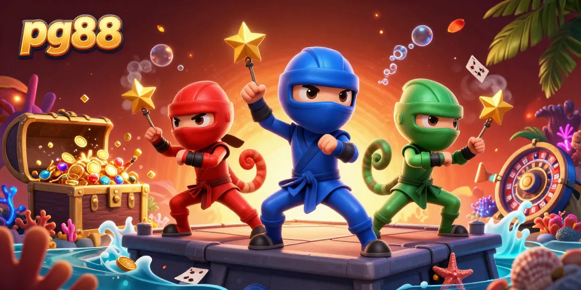 Engage with pg88's thrilling gaming experience featuring a vibrant chameleon ninja team.