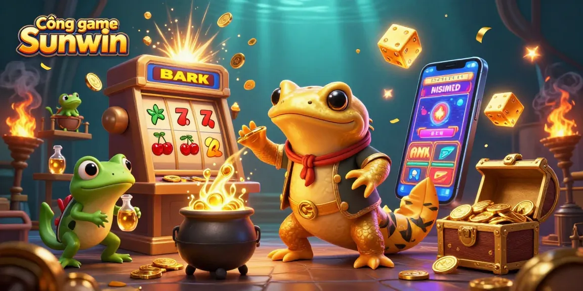 Win big at Cổng game Sunwin with a lively 3D illustration of gold coins and casino elements!