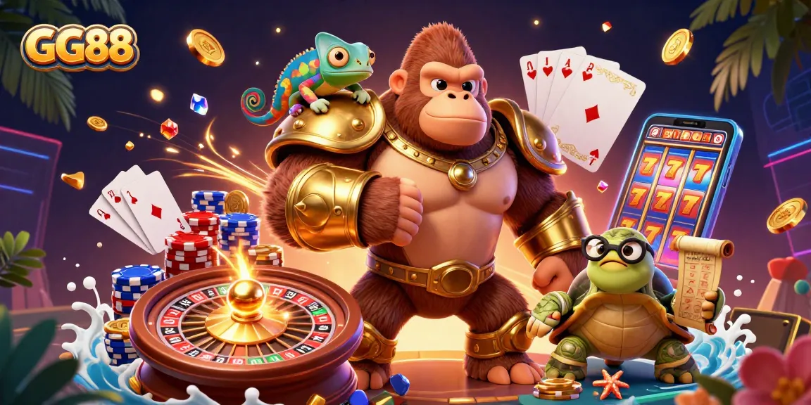 Experience thrilling wins at GG88 with casino games and colorful characters in dynamic action.