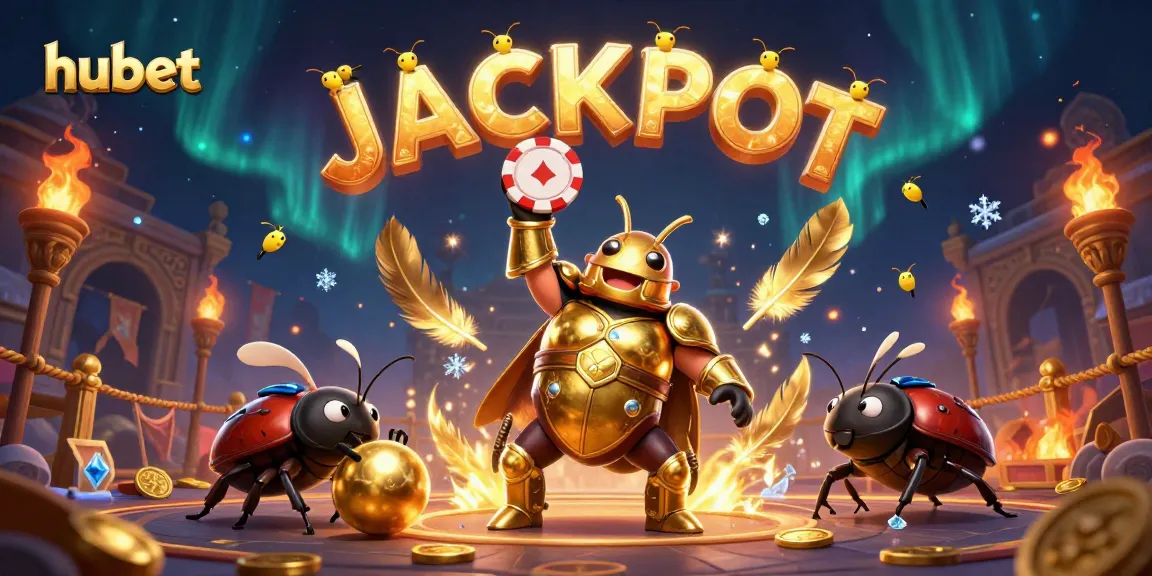 Join the hubet gaming world with vibrant characters, golden tokens, and a dynamic jackpot scene.