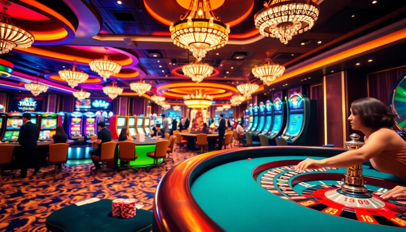 Players enjoying games at NK88.sa.com, featuring exciting casino tables and vibrant slot machines.