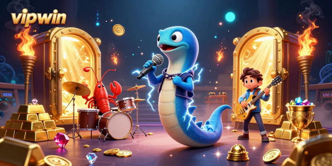 Engage in the vibrant gaming world at vipwin with dynamic casino characters and treasure effects.