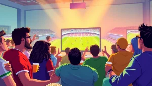 Fans enjoying live football matches through joemadfan.com, capturing the excitement of sports streaming.