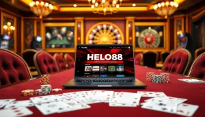Experience the excitement of betting at HELO88 with colorful chips and casino elements.