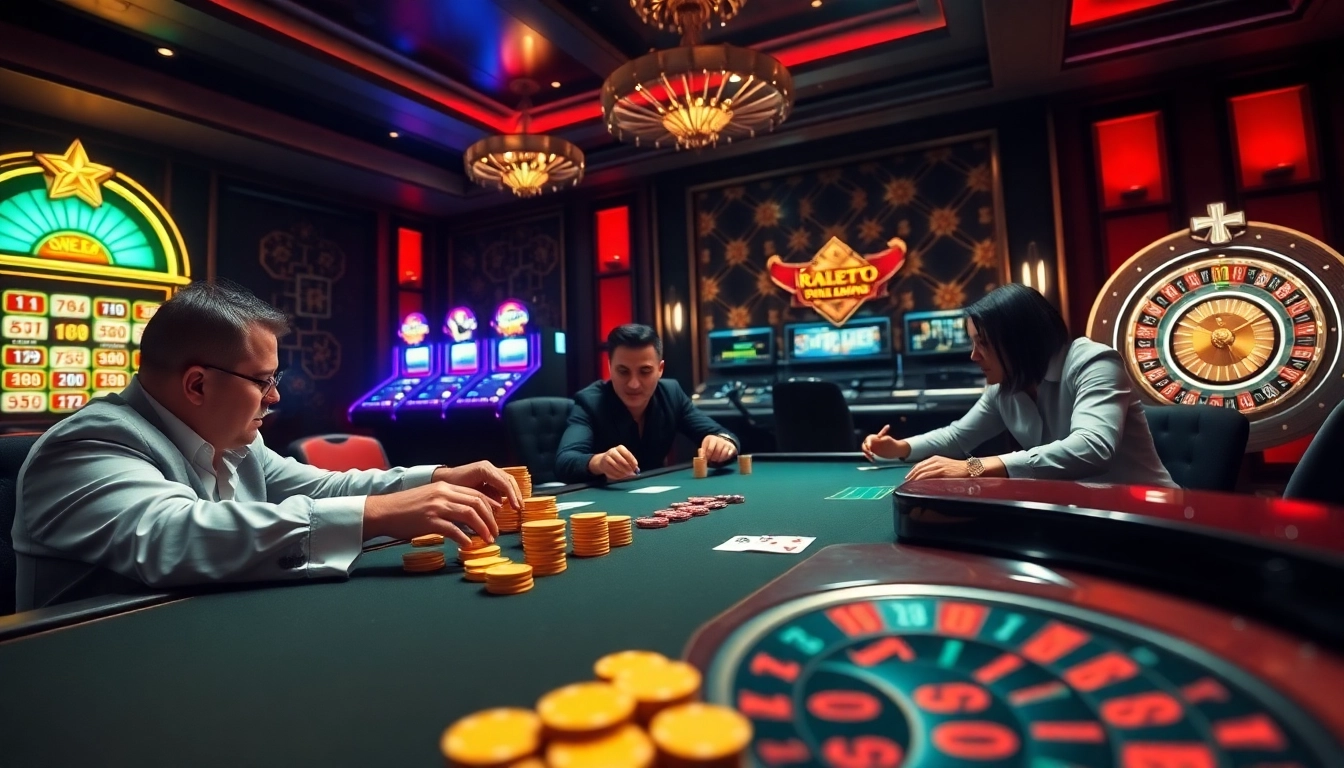 Engage in thrilling poker at https://tg88com.net/ with elegant tables and vibrant slot machines creating excitement.
