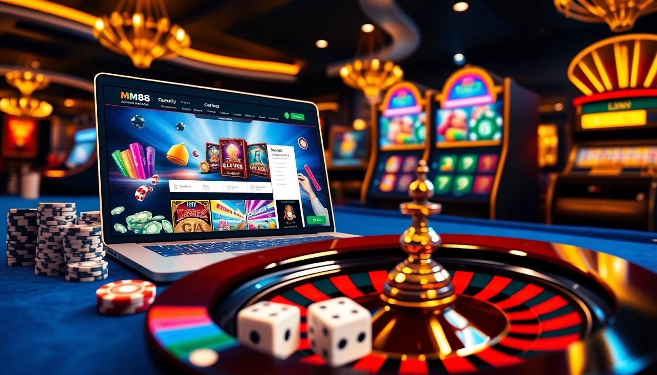Experience the thrill of MM88 with vibrant gambling visuals and professional setups at online casinos.