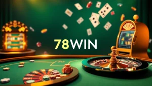 Engaging gaming experience at 78WIN with roulette, chips, and online gambling elements.