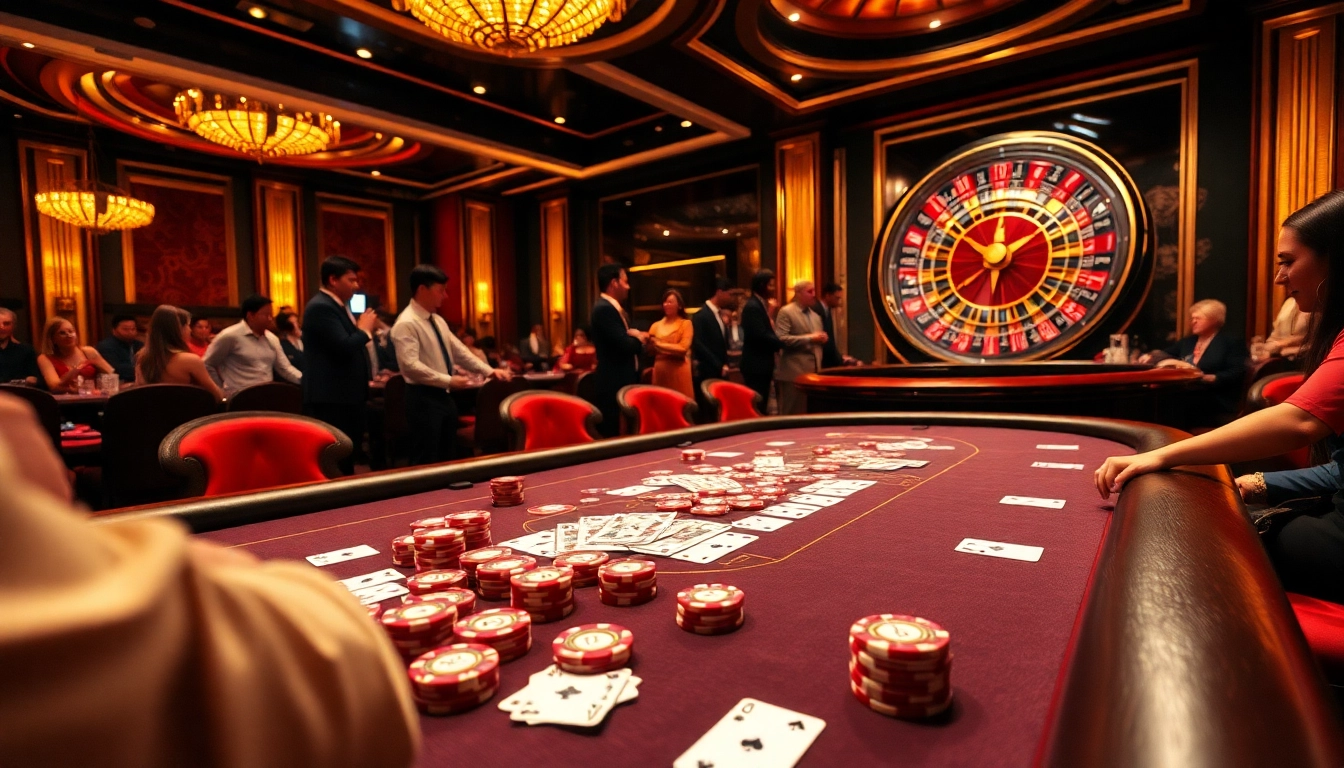 Experience high-stakes excitement with newphim's thrilling poker setup and vibrant casino atmosphere.