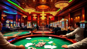 Experience the excitement of QQ88 Today with a vibrant casino scene featuring poker and slot games.