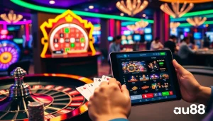 Engaging scene of au88 casino excitement showcasing online betting and vibrant roulette atmosphere.
