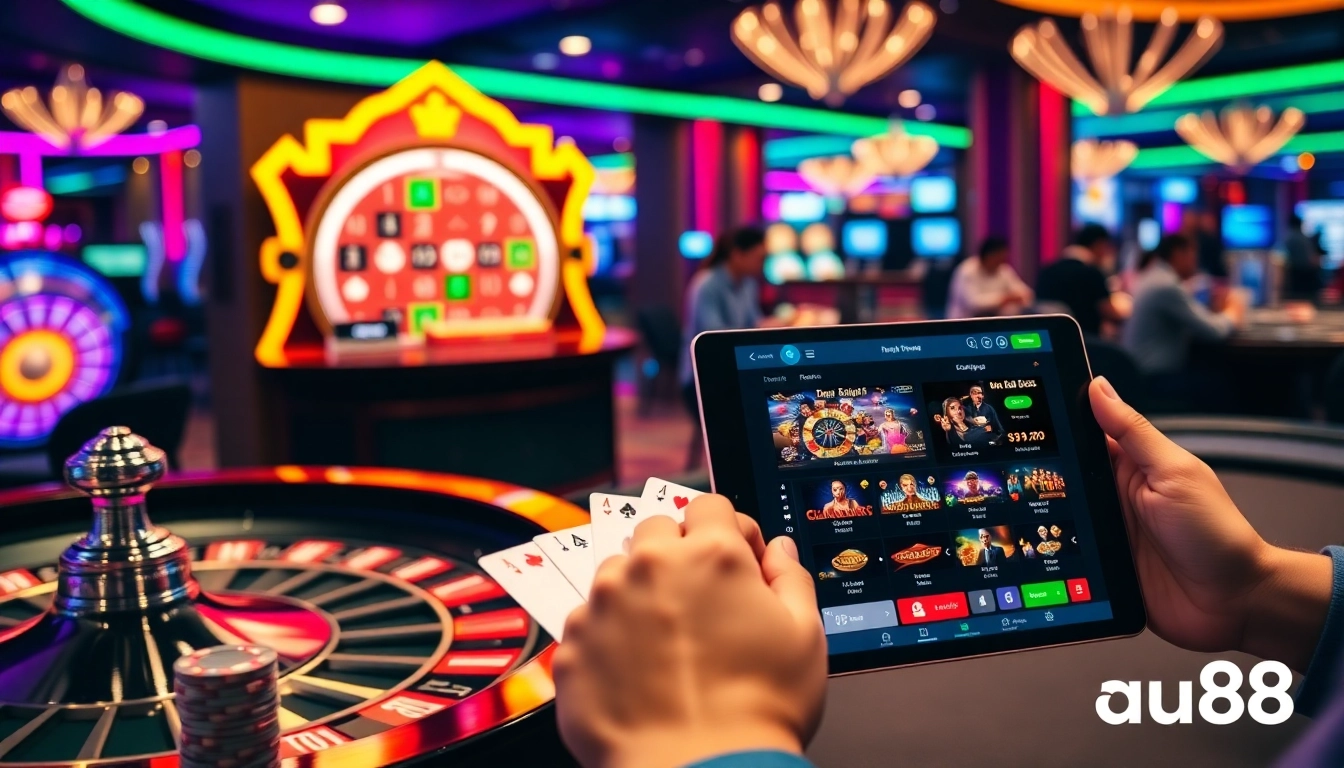 Engaging scene of au88 casino excitement showcasing online betting and vibrant roulette atmosphere.