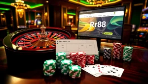 Experience the excitement of gambling at https://rr88me.com/ with a vibrant casino scene featuring roulette, poker, and more.